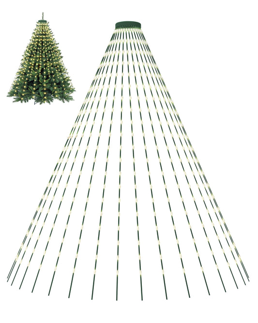 Tomanwai Christmas Tree Lights, 400 LED Christmas Lights with 8 Light Modes & Memory Function, 6.6FT x 16 Lines Outdoor Christmas Light with Timing Function for Christmas Decorations - Warm White