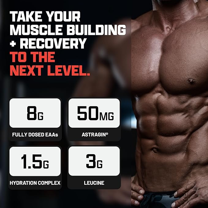 Nutrex Research EAA Hydration | EAAs + BCAAs Powder | Muscle Recovery, Strength, Muscle Building, Endurance | 8G Essential Amino Acids + Electrolytes | Blood Orange Flavor 30 Serving