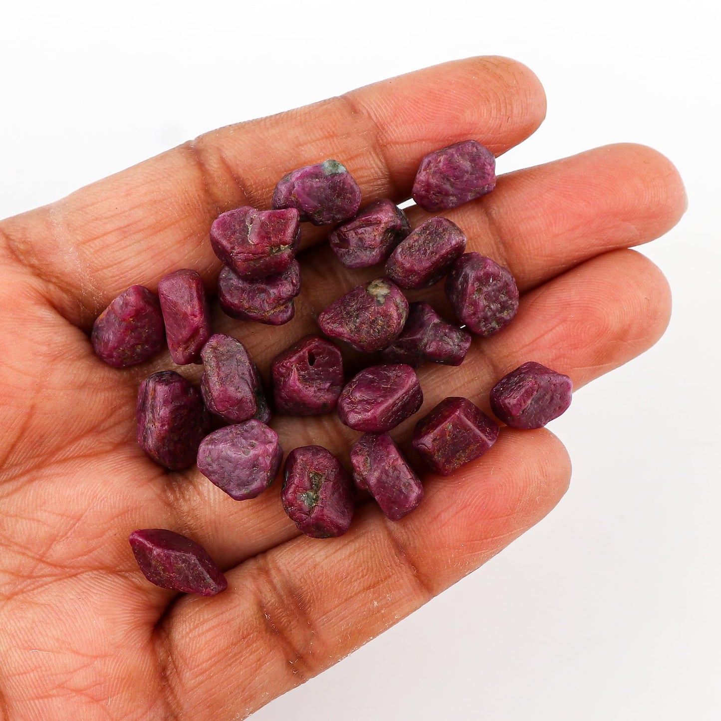 CRYSTALINES (50cts (10-12pcs) Natural Raw Ruby Gemstones, Wholesale Rough Stones Bulk Loose Supplies, DIY Craft Jewelry Making, July Birthstone, Healing Crystals, Gem Collection