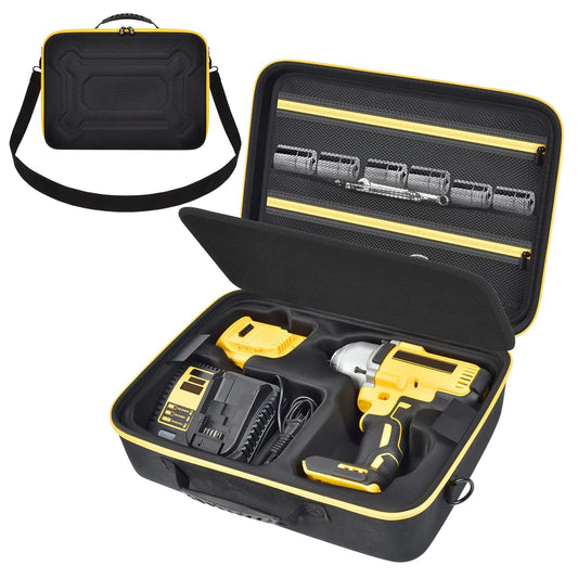 Impact Driver Case for DEWALT 20V MAX XR DCF900B DCF900P1 Cordless Impact Wrench 1/2 Impact Gun, Hard Travel Storage Holder Organizer for Torque Wrench Set, Battery, Charger and Accessories (Box Only)