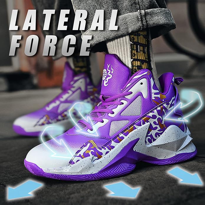 Men's Basketball Shoes Breathable Anti Slip Fashionable Graffiti Training Shoes Outdoor Shoes