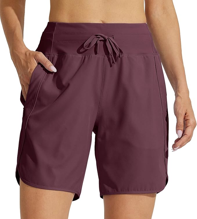 Willit Women's 7" Athletic Running Shorts Long Workout Hiking Shorts Quick Dry High Waisted Active Zipper Pocket(X-Large)