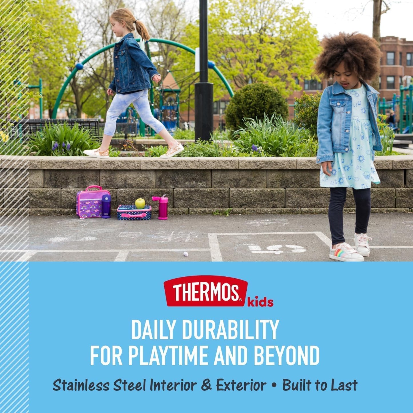 THERMOS FUNTAINER Water Bottle - 12 Ounce Kids Stainless Steel Vacuum Insulated with Straw | Ms. Rachel Design