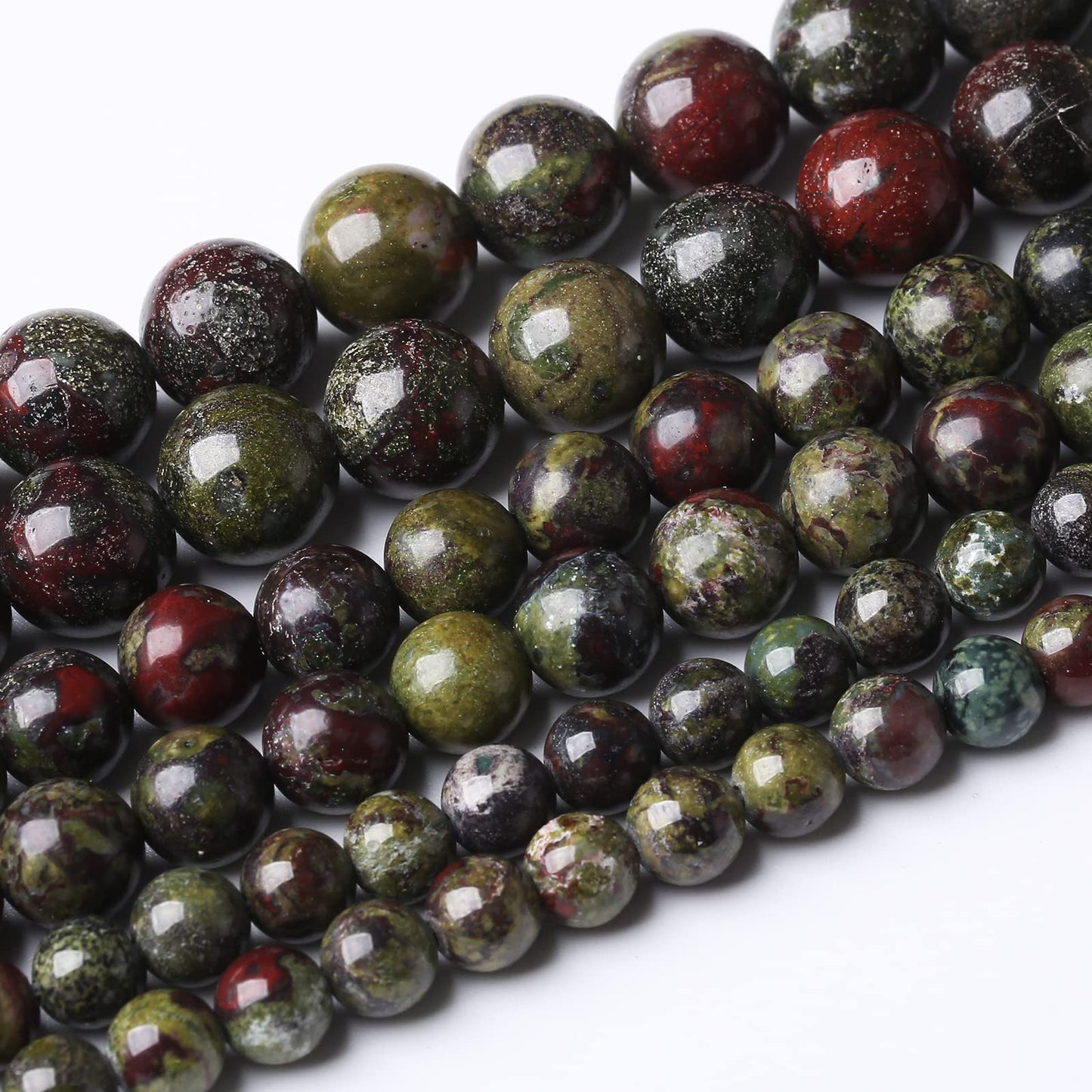 36PCS 10MM Natural Dragon Blood Stone Beads Round Loose Stone Beads for Jewelry Making DIY Energy Stone Healing Power Bracelet 15"