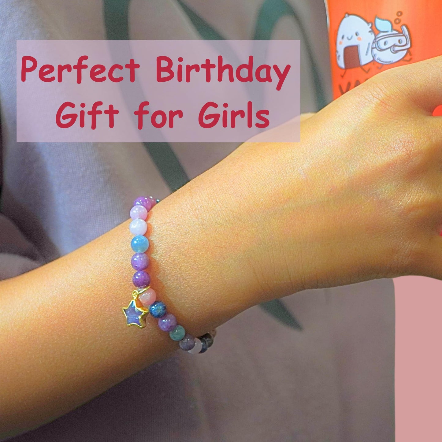 Moonstone Bracelet Birthday Gift for Girls, Toddler Bracelet with Certified 925 Sterling Silver 18K Gold Vermeil Moonstone Crystal Barrel Charm - Natural Organic Gift