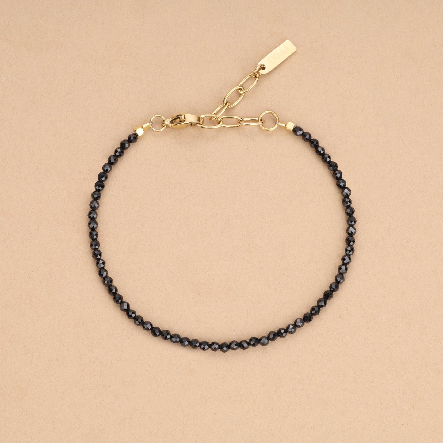 COAI Women's Crystal Bracelet, Black Tourmaline Bracelet for Women 3mm