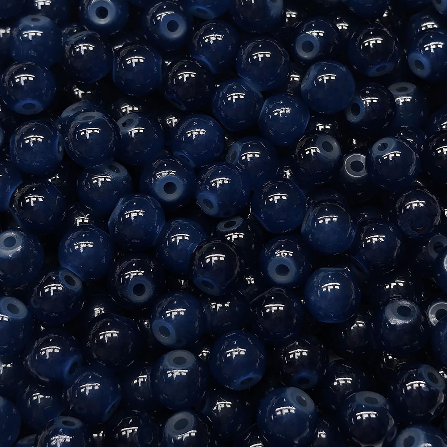 200PCS Glass Beads 8mm Glass Beads for Bracelets Necklaces Jewelry Making DIY Crafts (Navy)