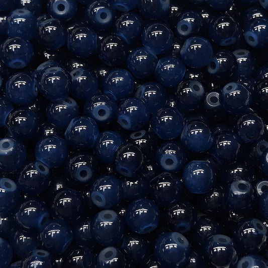 200PCS Glass Beads 8mm Glass Beads for Bracelets Necklaces Jewelry Making DIY Crafts (Navy)