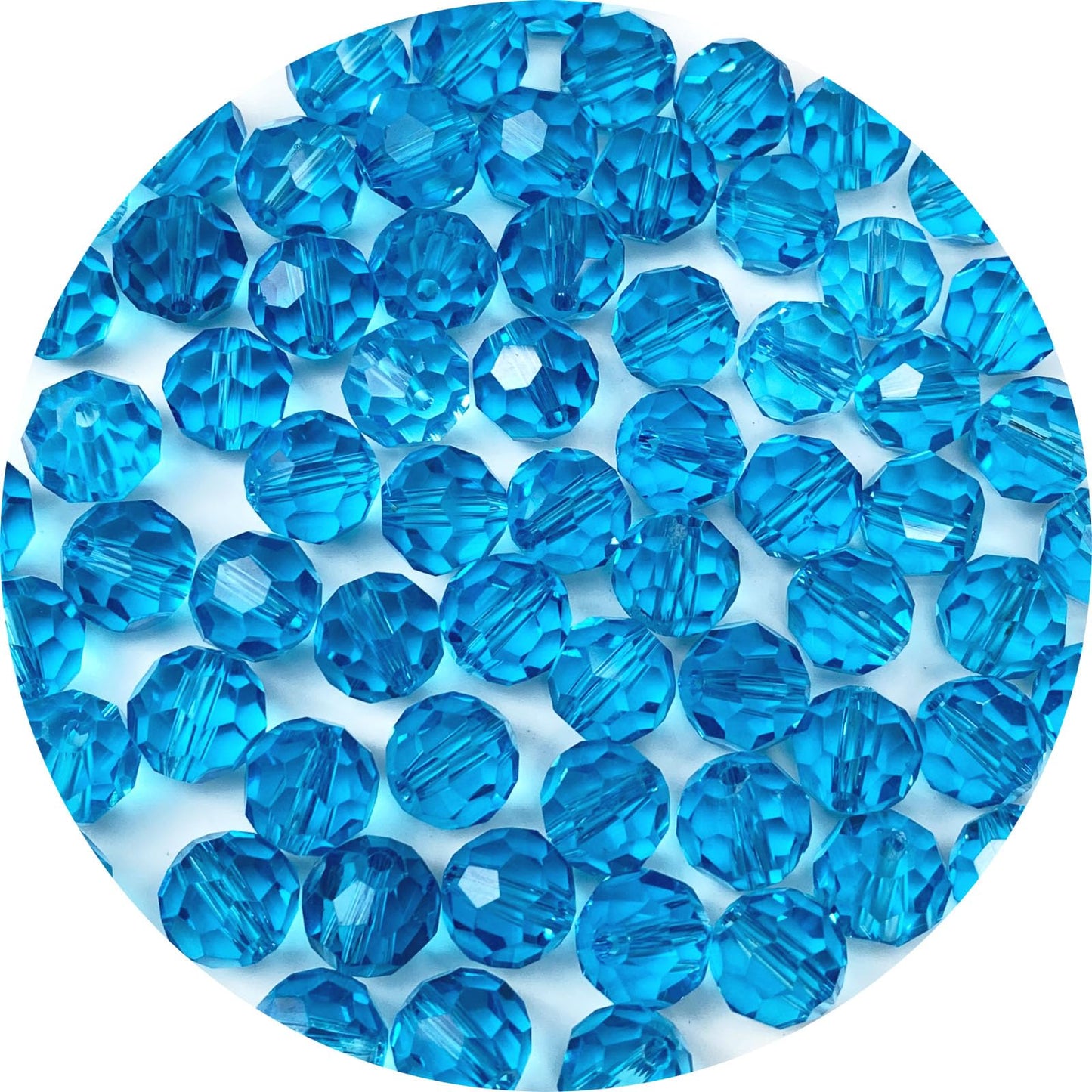 LIMAOLLY 140pcs 8mm Faceted Crystal Glass Beads Round Spacer Beads for Jewelry Making DIY Craft Making Necklace Bracelet Earring Wind Chimes Suncatchers Ornament(506-Aquamarine)