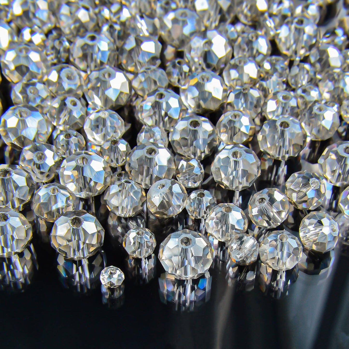 Laopottbeads 800Pcs 4/6/8/10mm Crystal Glass Beads for Jewelry Making Beads for Bracelets Necklace Pendants Making Supplies(Gray)