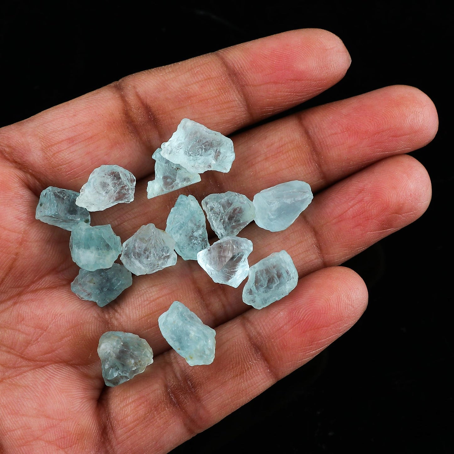 CRYSTALINES 50cts, Wholesale Natural Raw Blue Aquamarine Gemstones, Rough Stones, Bulk Loose Supplies, DIY Jewelry Making, Chakra Healing Crystals, March Birthstone, Gem Collection, 9 to 10pcs