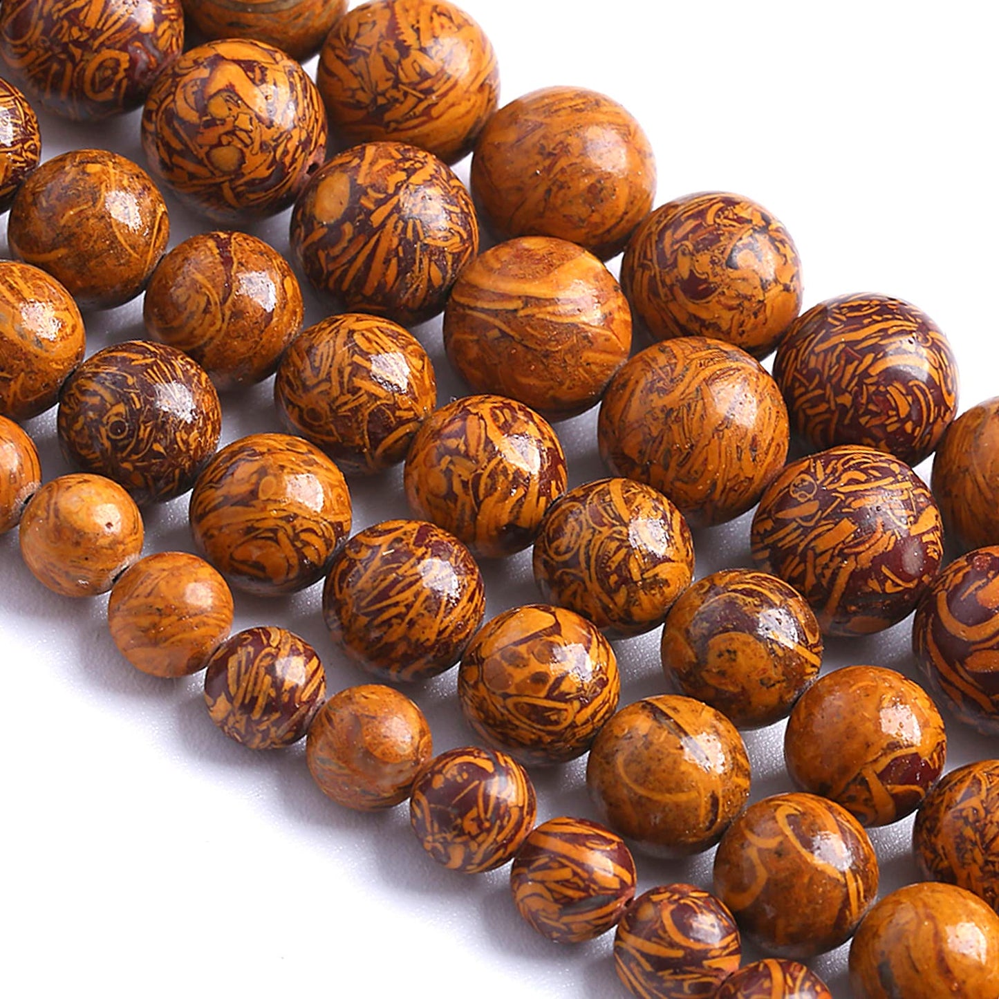 8MM 45PCS Natural Stone Yellow Sunflower Jasper Loose Beads for Jewelry Making DIY Bracelet