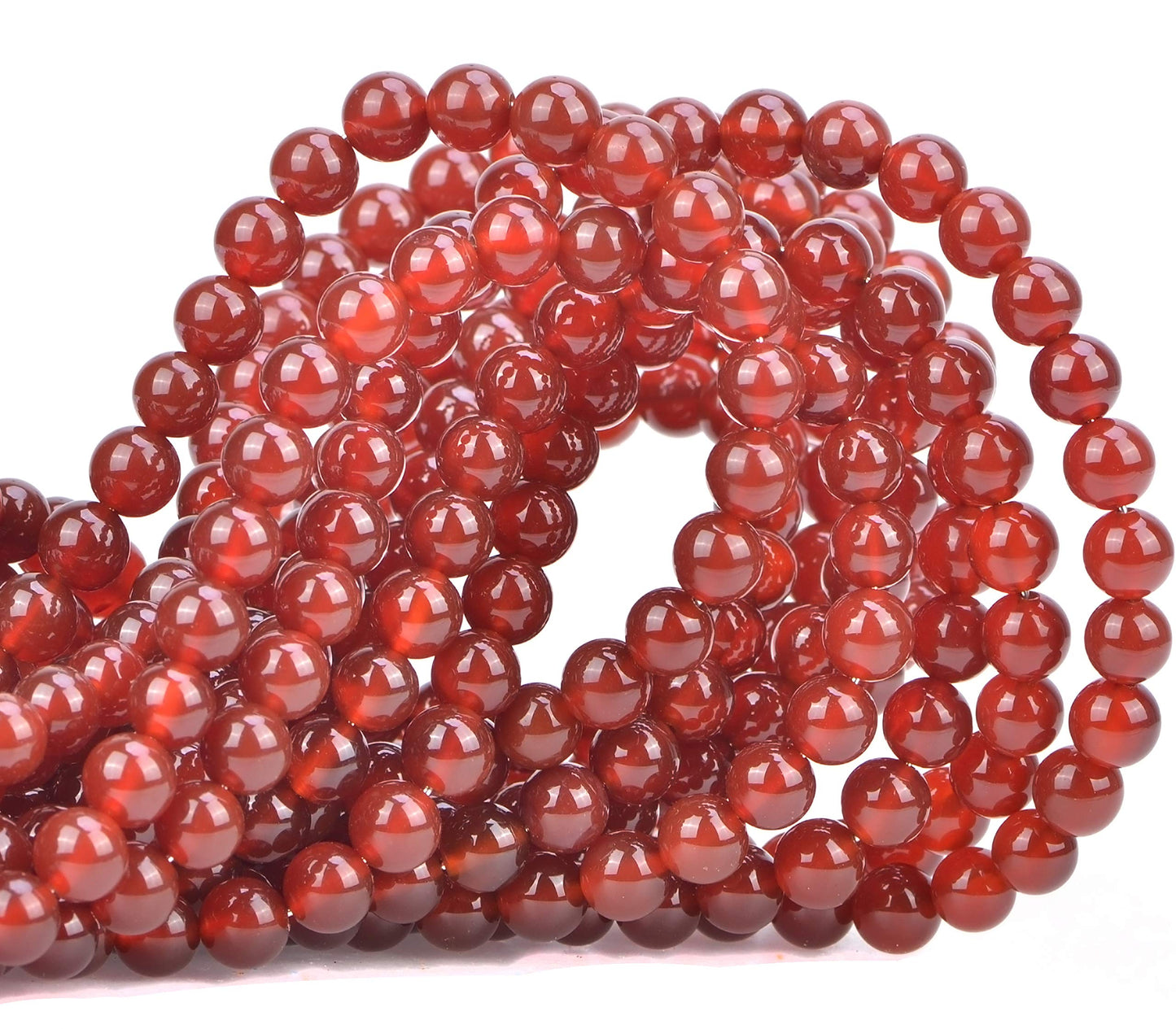 100Pcs Natural Crystal Beads Stone Gemstone Round Loose Energy Healing Beads with Free Crystal Stretch Cord for Jewelry Making (Carnelian, 8MM)