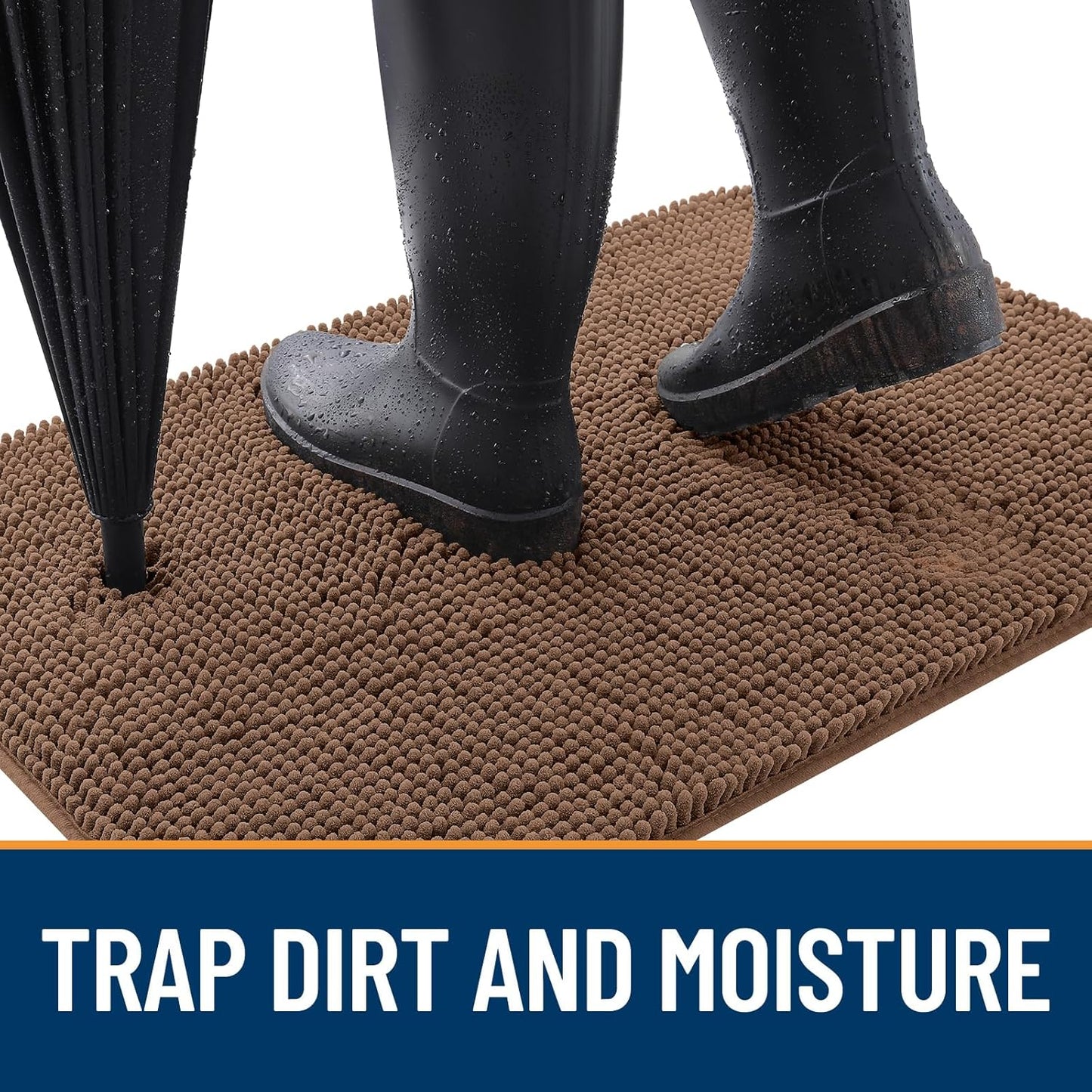 OLANLY Dog Door Mat - Absorbent Non-Slip Mud Mat for Indoor Use | 59x20 Mocha, Quick Dry Chenille