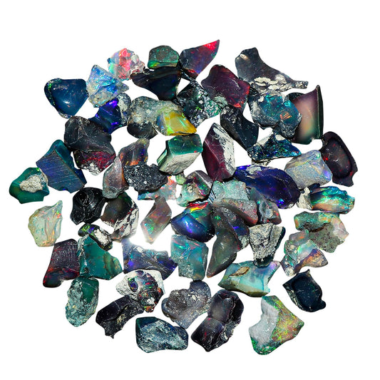 GEMKORA 10pcs Raw Black Opal Gemstone and Crystals, Wholesale Gemstone Lot, Rough Crystals, Rock Stones, Jewelry Making Supplies, DIY & Crafts, AA+ Grade, 6-10mm
