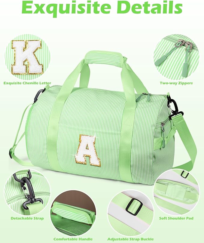 4 Year Old Girl Birthday Gift, Girl Gym Bag, Kids Monogram Overnight Duffel Bags with Shoe Compartment, Personalized Travel Bag with Makeup Pouch, Perfect for Weekend Trips (Letter L)