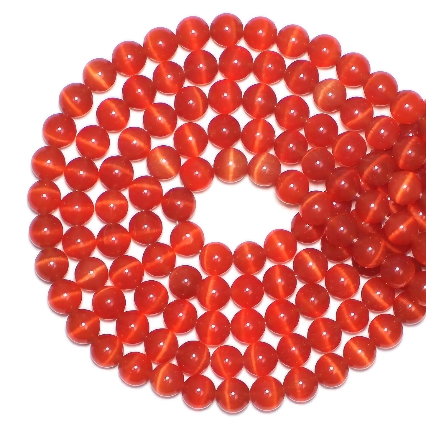 MJDCB 30pcs Red Cat Eye Stone Beads 12mm Round Crystal Loose Bead for Jewelry Making DIY Bracelets Necklace