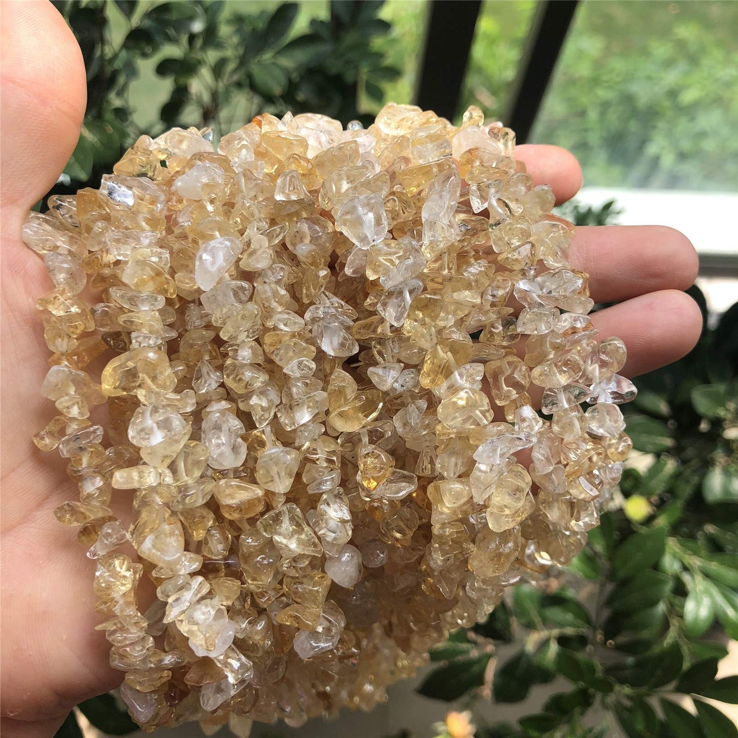 Fekuar 64" Irregular Tumbled Citrine & Aquamarine Chip Beads for Jewelry Making, Healing Crystal Drilled Loose Bead Strand DIY Craft Supplies, 5-8mm