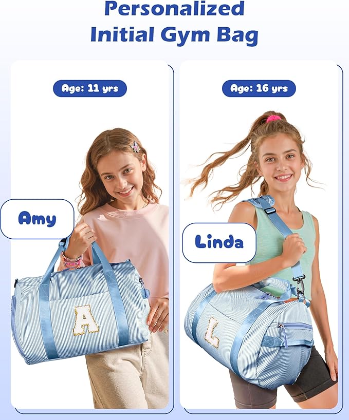 Birthday Gift for 13 14 15 16 Year Old Girls, Girl Gym Bag, Kids Initial Overnight Duffel Bags with Shoe Compartment, Personalized Travel Bag with Makeup Pouch, Tween Trendy Stuff (Letter Q)