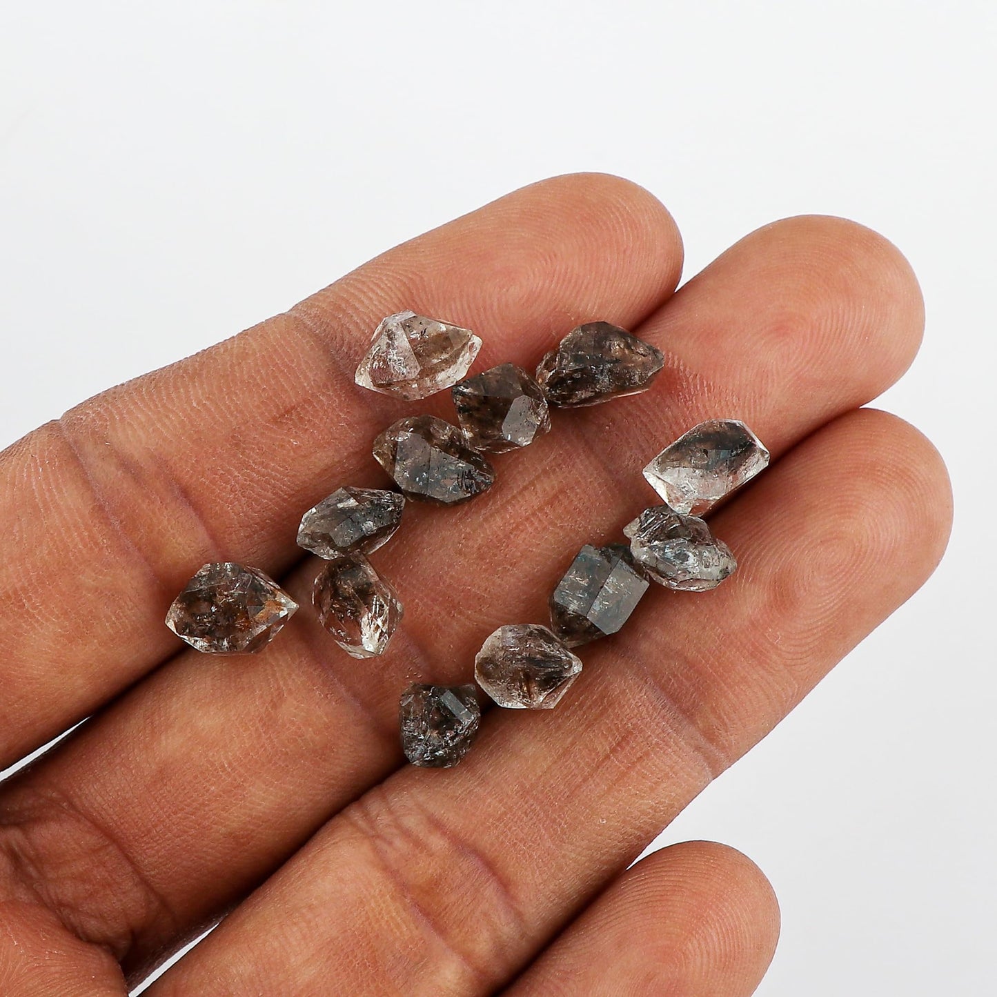 CRYSTALINES (100cts Natural Raw Black Herkimer Diamond Quartz Gemstone, Chakra & Healing Crystals, Wholesale Double Pointed Rough Stones, DIY Jewelry Making, Gem Collection (25 to 28pcs)
