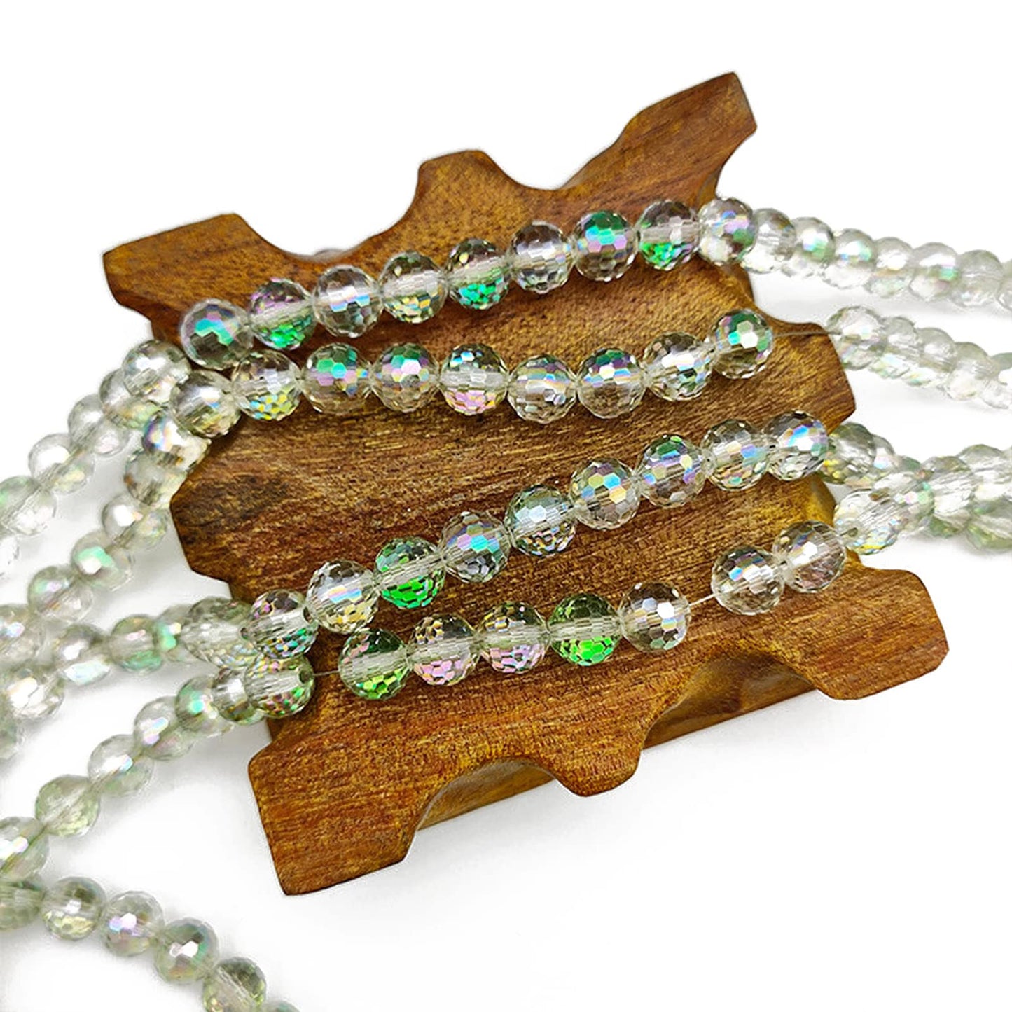 Dowarm 100PCS 8MM Crystal Glass Beads for Jewelry Making, Spring Green Faceted Crystal Beads for Crafts Bracelet Wind Chimes Suncatcher, #5003 Rondelle Spacer Beads, Loose Gemstones