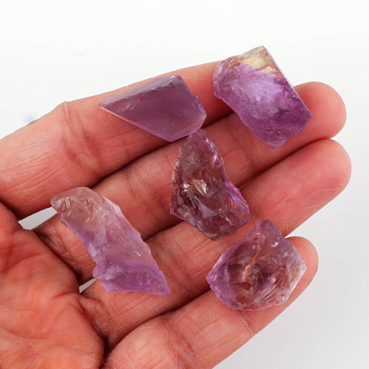 CRYSTALINES 5pcs Genuine Raw Ametrine Gemstone, Wholesale Rough Crystals, DIY Crafts-Jewelry Making, Assorted Stones, Bulk Loose Supplies, Wire-Wrapping, Birthstone, Gem Collection