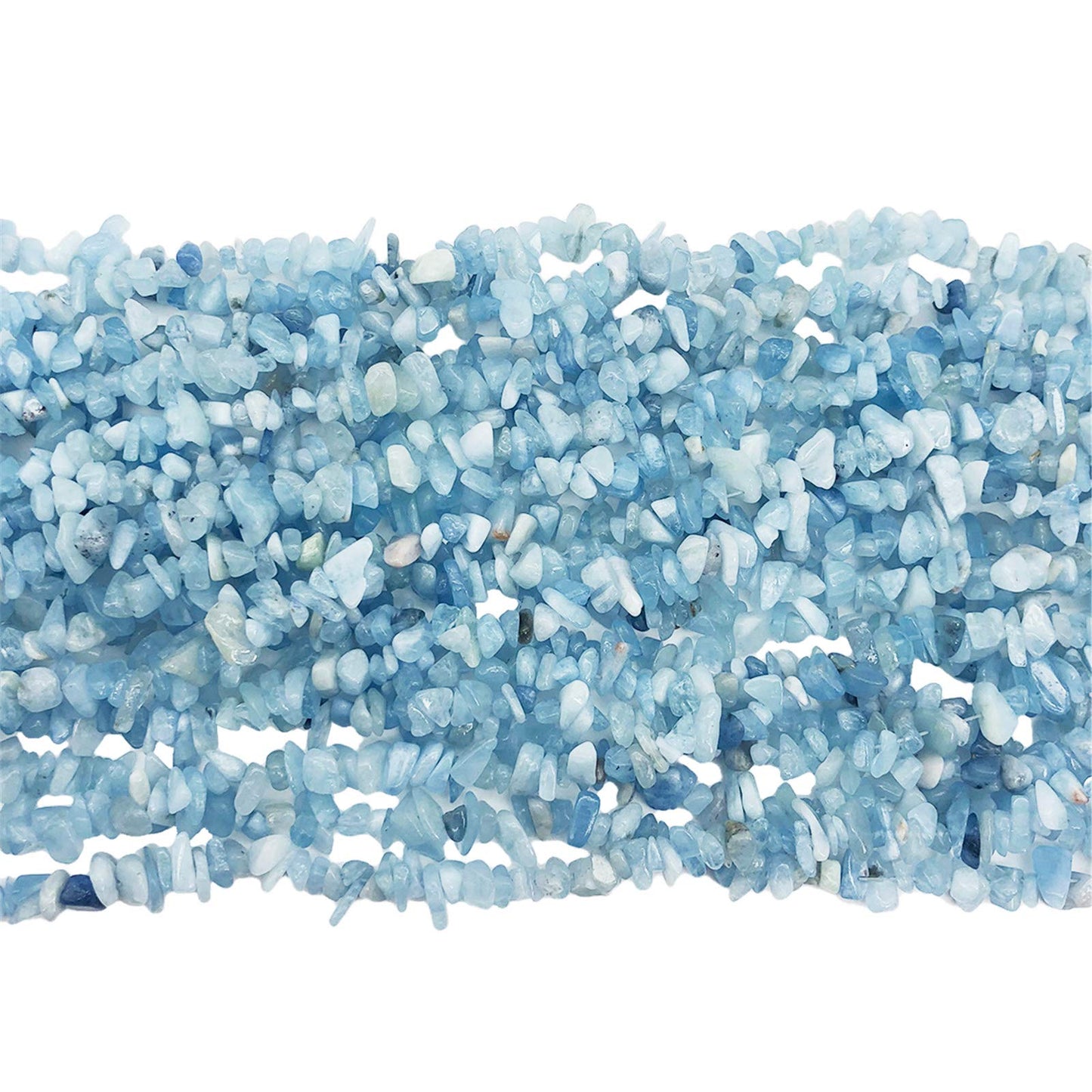 Fekuar 64" Irregular Tumbled Aquamarine Chip Beads for Jewelry Making, Healing Crystal Drilled Loose Bead Strand DIY Craft Supplies, 5-8mm
