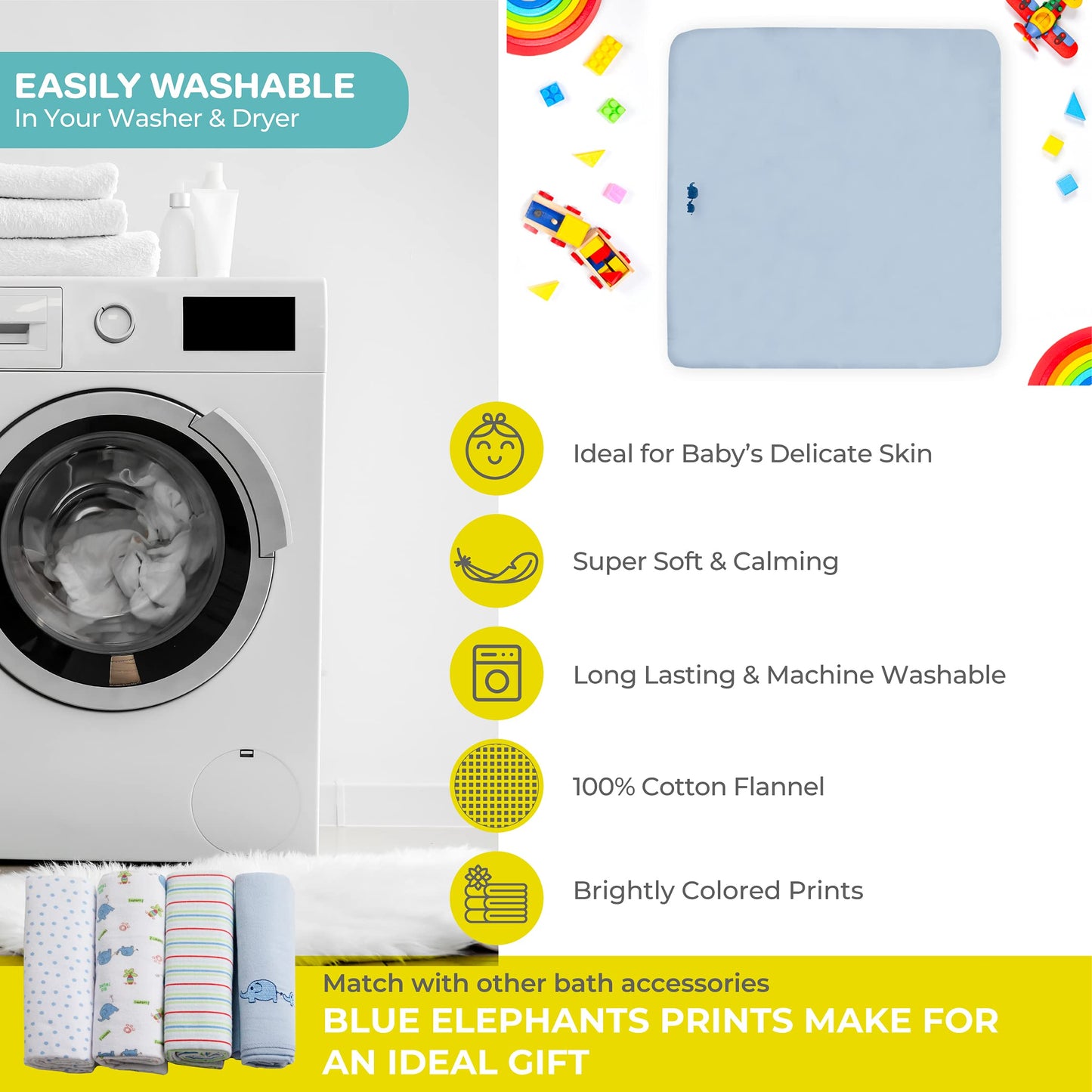 Spasilk Receiving Baby Blanket, 100% Cotton Flannel Blanket, Pack of 4, Blue