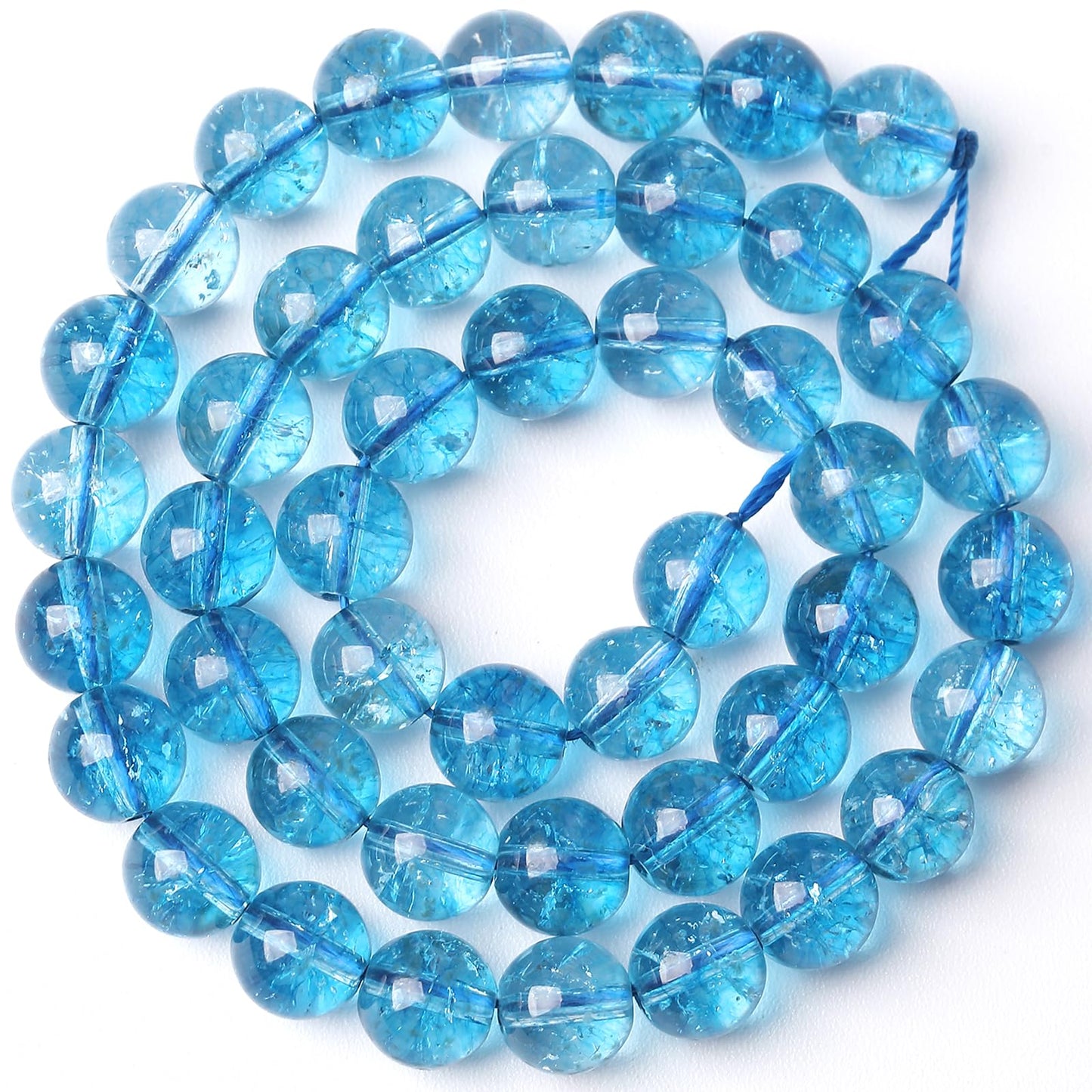 4MM Blue Crystal Quartz Beads Natural Gemstone Round Loose Stone Beads for Jewelry and Bracelets Making 180pcs 2 Strands 32"