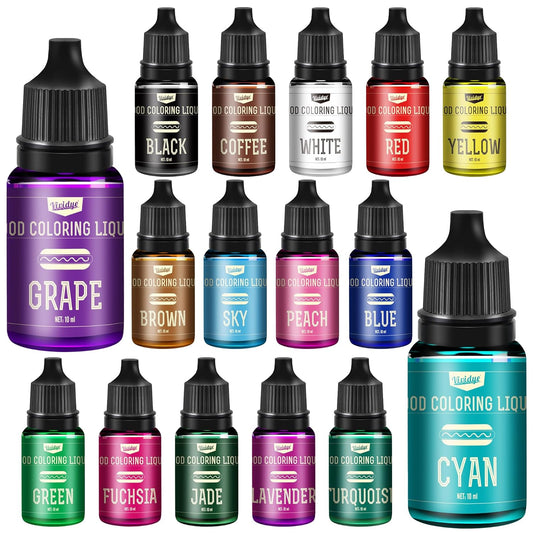 Skiennix Food Coloring Set - 16 Vibrant Liquid Colors for Baking, Cake Decorating & Crafts | 0.35 fl. oz. Bottles