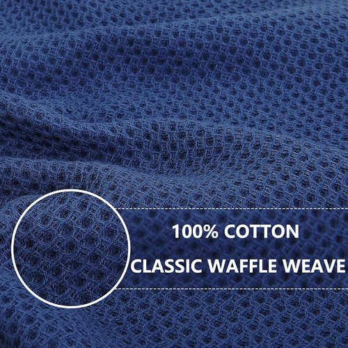 Homaxy Kitchen Dish Towels - Ultra Soft 100% Cotton Waffle Weave | Quick Drying, 13 x 28 Inches, Navy Blue, 18-Pack
