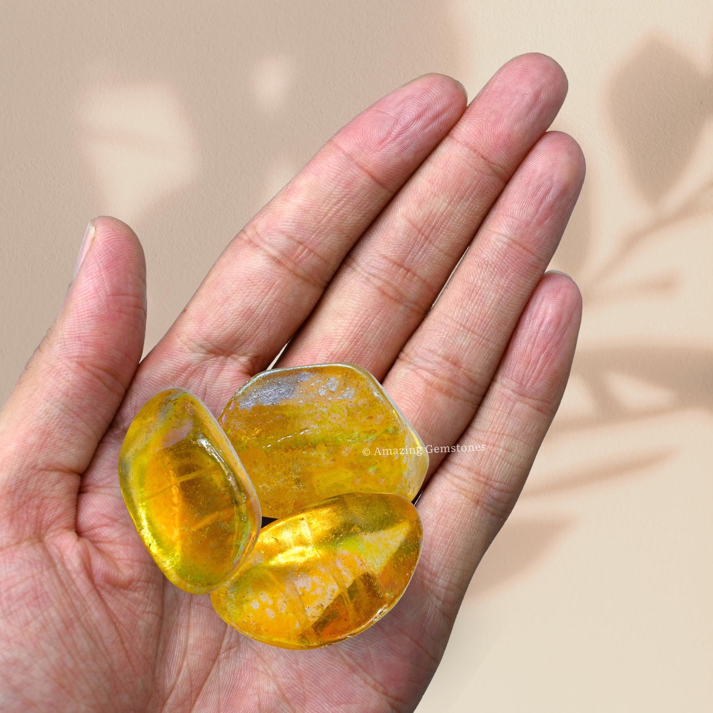 Amazing Gemstone Tangerine Aura Quartz Crystals and Healing Stones Tumbled - 1 Oz Tangerine Aura Quartz Stone, Natural Healing Stones for Energy Balance, Stress Relief - Polished