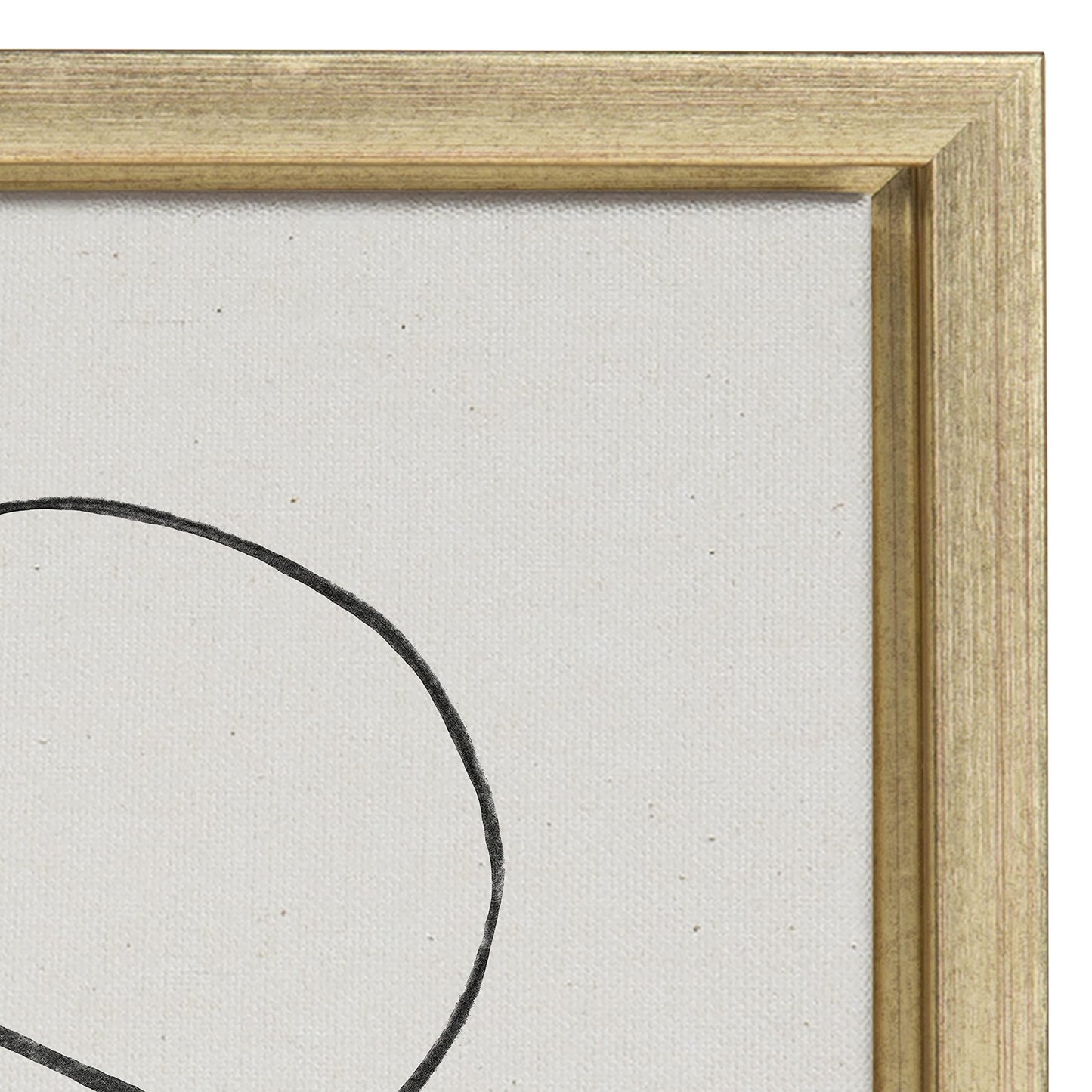 Kate and Laurel Sylvie Dancing Circles Framed Linen Textured Canvas Wall Art by Teju Reval of SnazzyHues, 18x40 Gold, Neutral Abstract Wall Decor