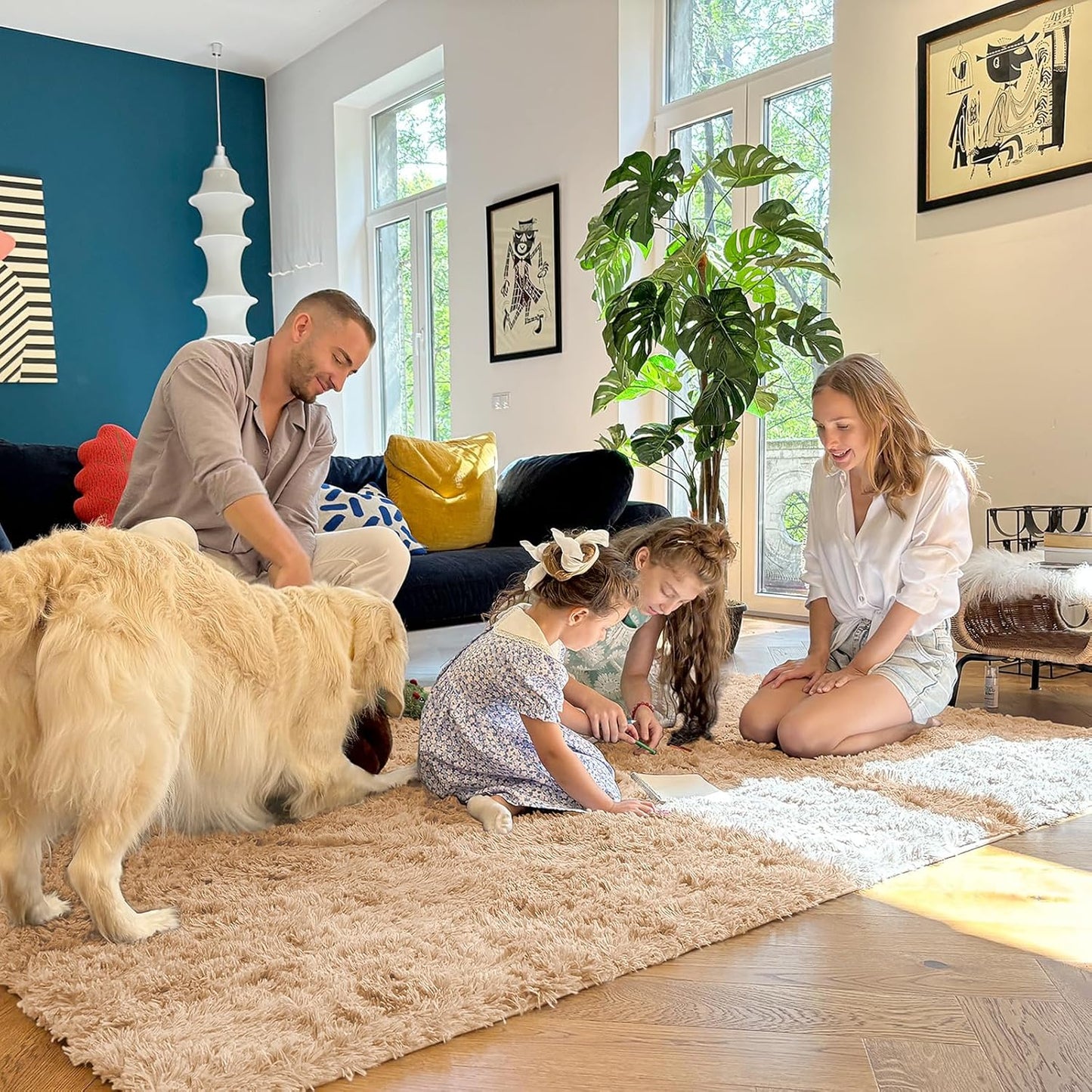 OLANLY Machine Washable 2x6 Runner Rug - Soft Fluffy Shaggy Carpet for Bedroom & Hallway | Beige