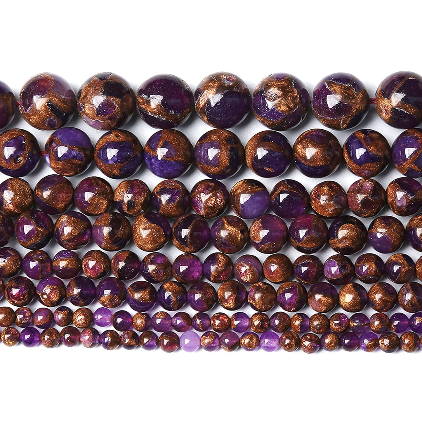6MM 61PCS Purple Cloisonne Craft Loose Round Beads for Jewelry Making DIY Bracelet