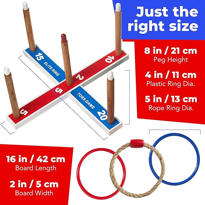 Elite Sportz Ring Toss Games for Kids - Outdoor Yard Game for Adults & Family - Backyard Toys, Outdoor Game, Backyard Games, Lawn Games for Kids Ages 4-8