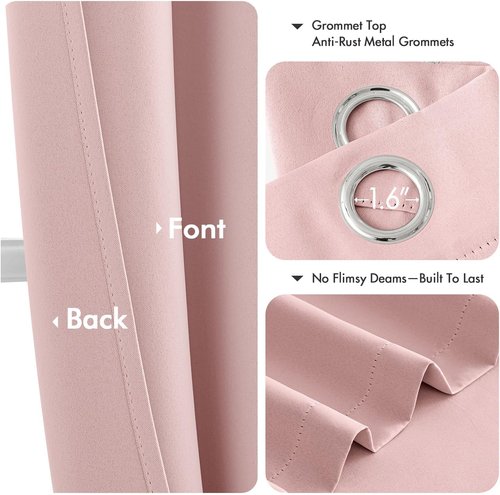 MIULEE Baby Pink Blackout Curtains - Thermal Insulated Room Darkening Drapes | 40 x 48 Inches, 2 Panels