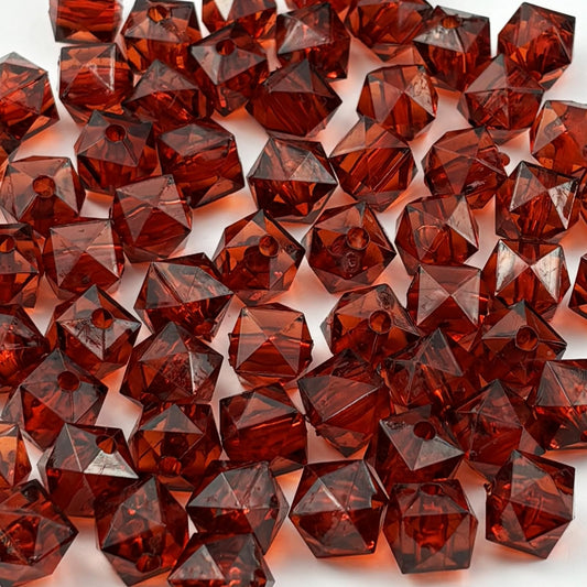 200pcs 10mm Acrylic Cube Square Faceted Acrylic Beads with Hole Plastic Spacer Beads for Bracelets Necklace Earring Making Supplies (Deep Coffee)