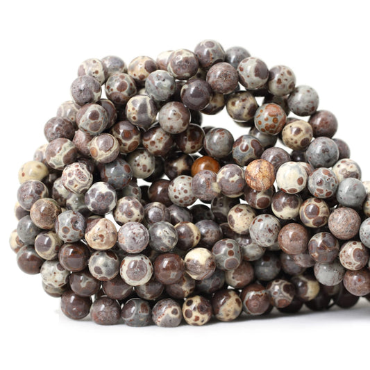 CHEAVIAN 45PCS 8mm Natural Mexico Obicular Jasper Gemstone Round Loose Beads for Jewelry Making 1 Strand 15"