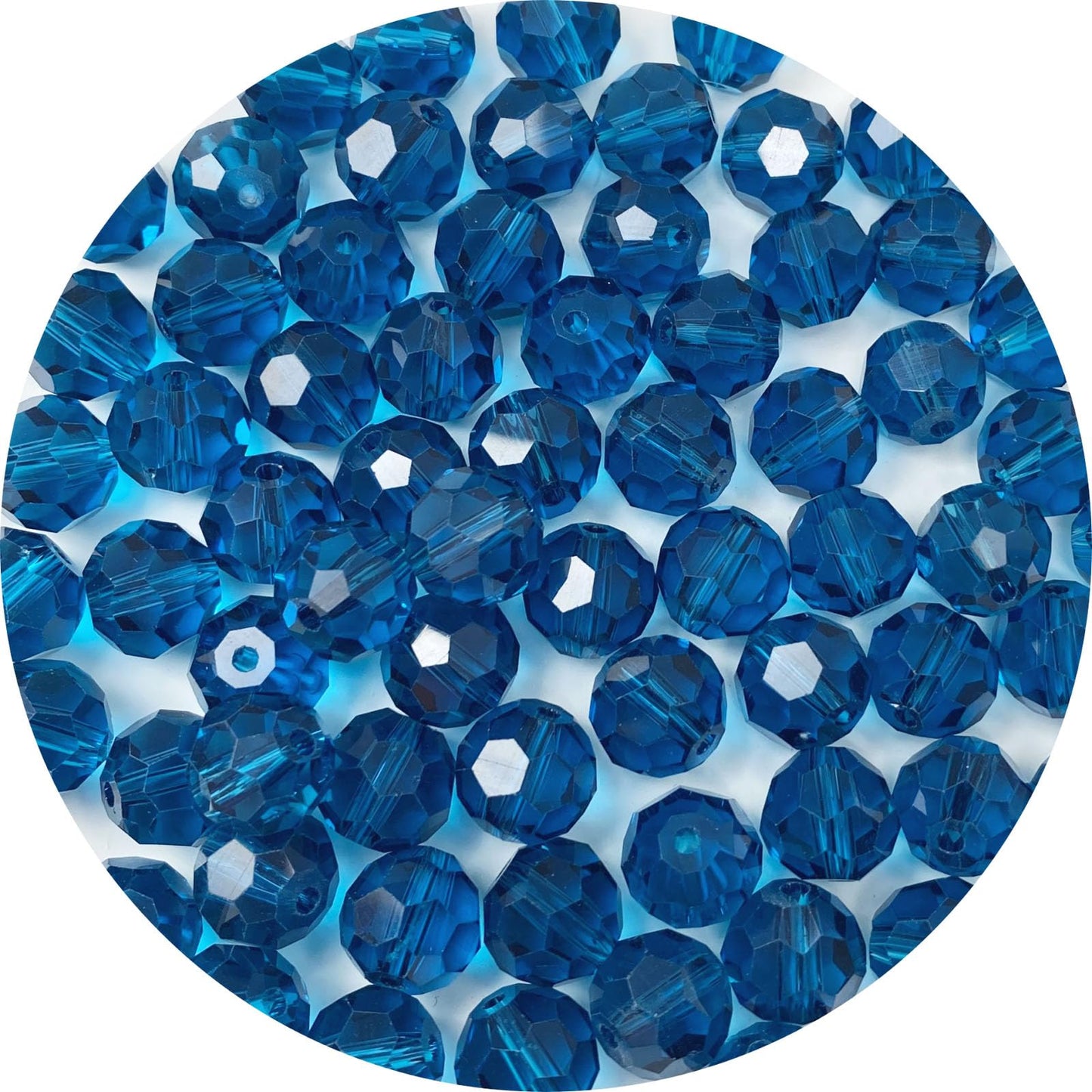 LIMAOLLY 250pcs 6mm Faceted Crystal Glass Beads Round Spacer Beads for Jewelry Making DIY Craft Making Necklace Bracelet Earring Wind Chimes Suncatchers Ornament(507-Peacoca Blue)
