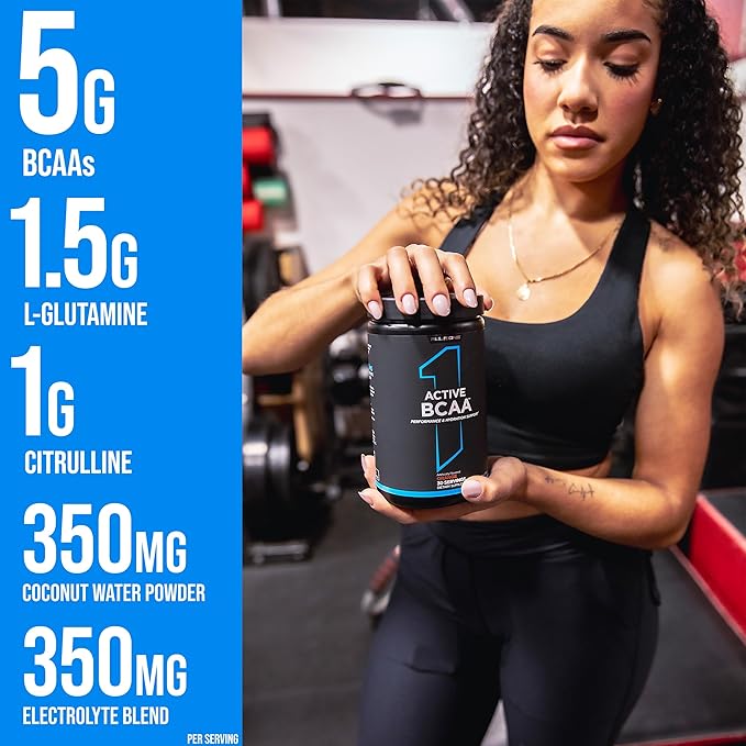 Rule 1 Active BCAA - Performance, Hydration, and Recovery Support with 5g BCAAs + Electrolytes, L-Glutamine, and Citrulline (30 Servings, Blue Raspberry)