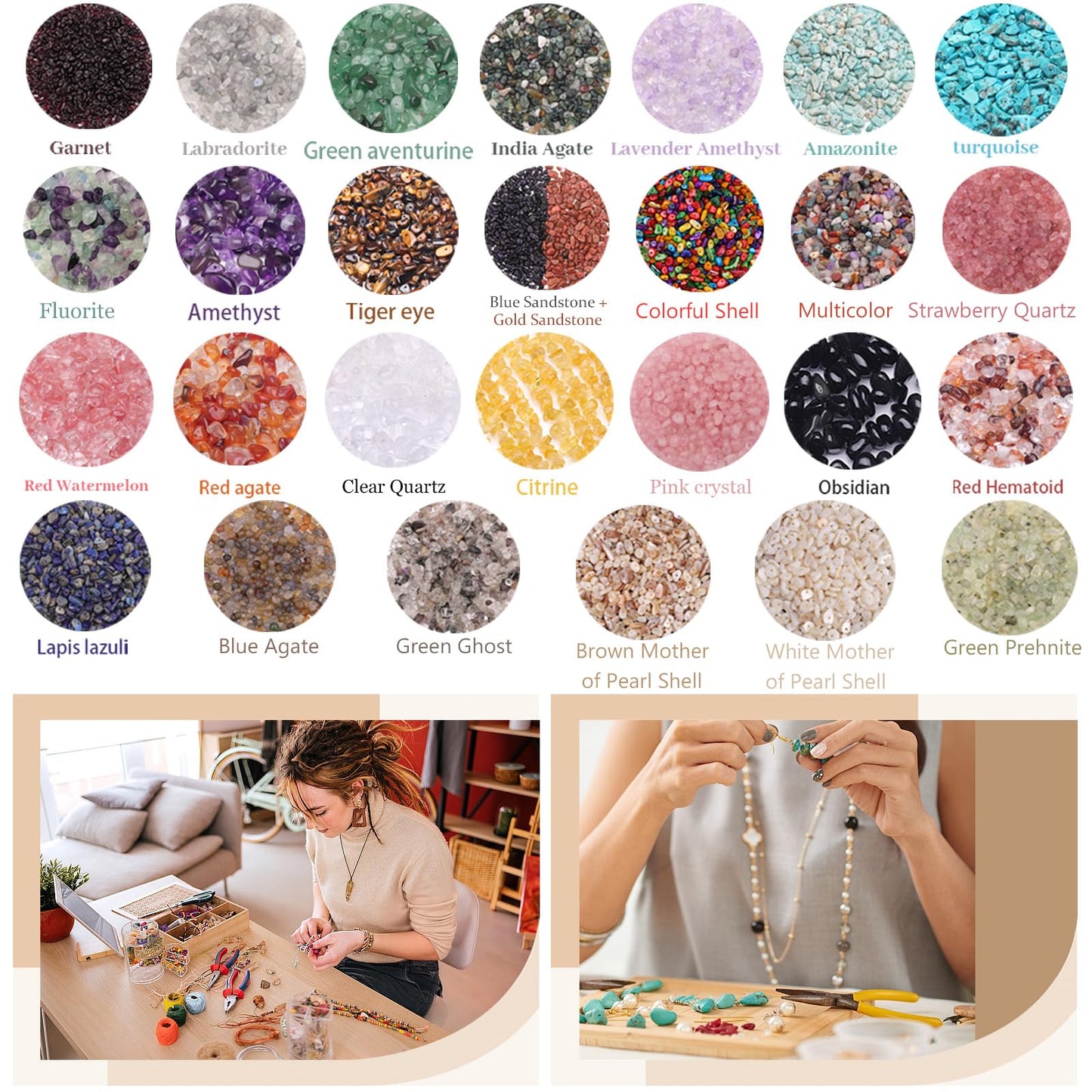 400pcs Natural Chip Stone Beads for Jewelry Making Clear Quartz 5-8mm Irregular Gemstones Healing Crystal Loose Rocks Bead Hole Drilled for Ring Earrings Necklace Bracelet Making DIY Art Crafts