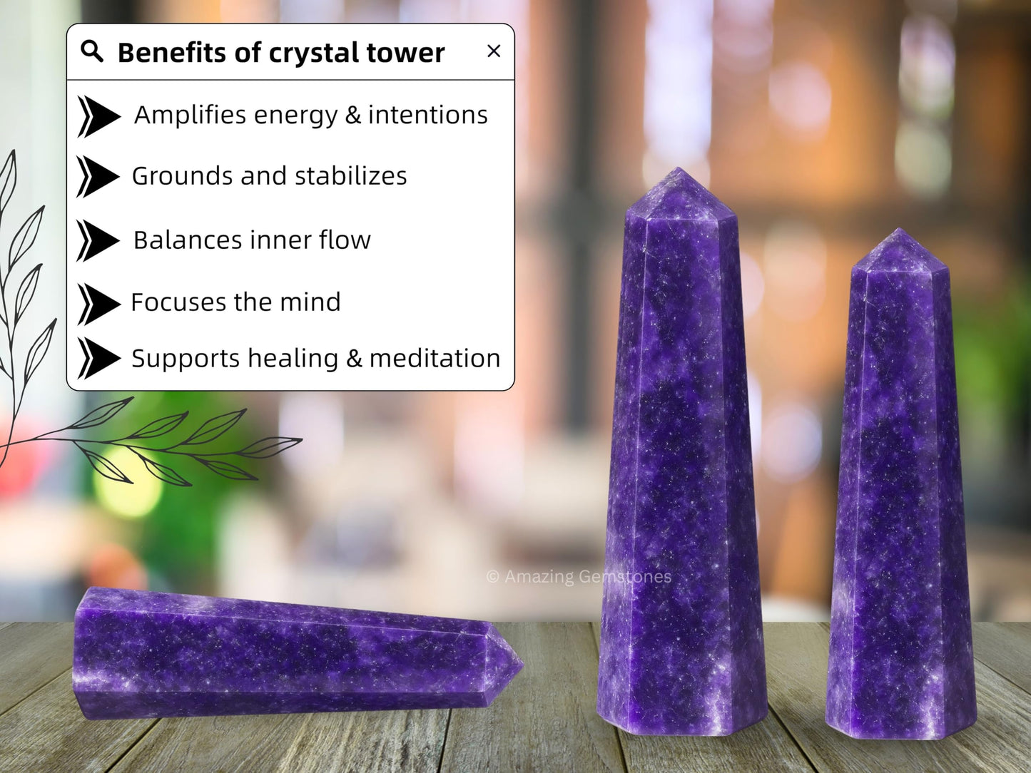 Amazing Gemstone Lepidolite Crystal Towers ~ Natural Healing Crystal Point Obelisk for Reiki Healing and Crystal Grid (3" to 4" INCH)