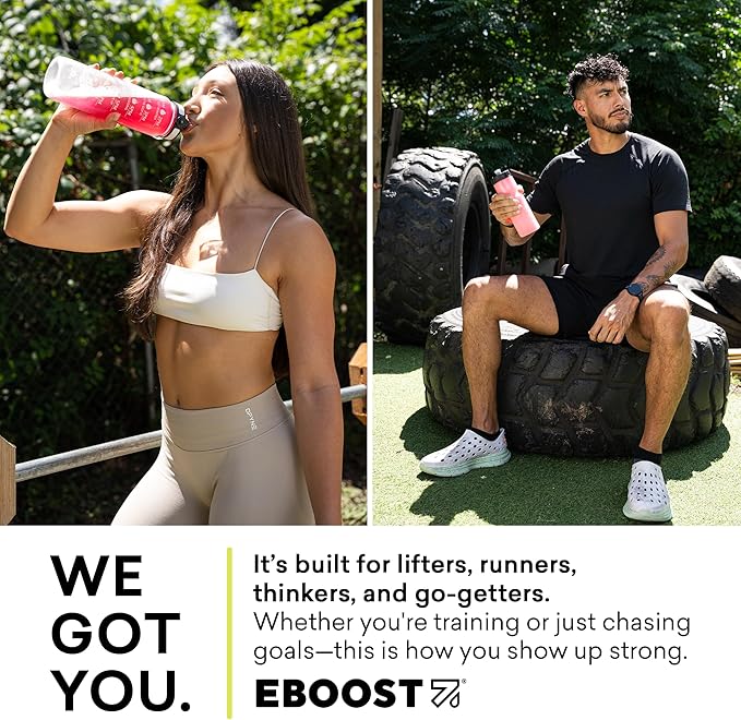 EBOOST POW Natural Pre Workout Powder - 15 Packets, Berry Melon Fizz - Preworkout Energy Booster Gym Supplement Drink Mix for Men and Women - Performance, Joint Mobility Support - Gluten-Free