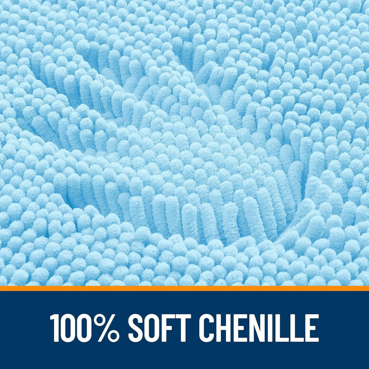 OLANLY Bath Rugs - Extra Soft Chenille, Quick Dry & Absorbent | 24x16 Sky Blue Machine Washable Mats