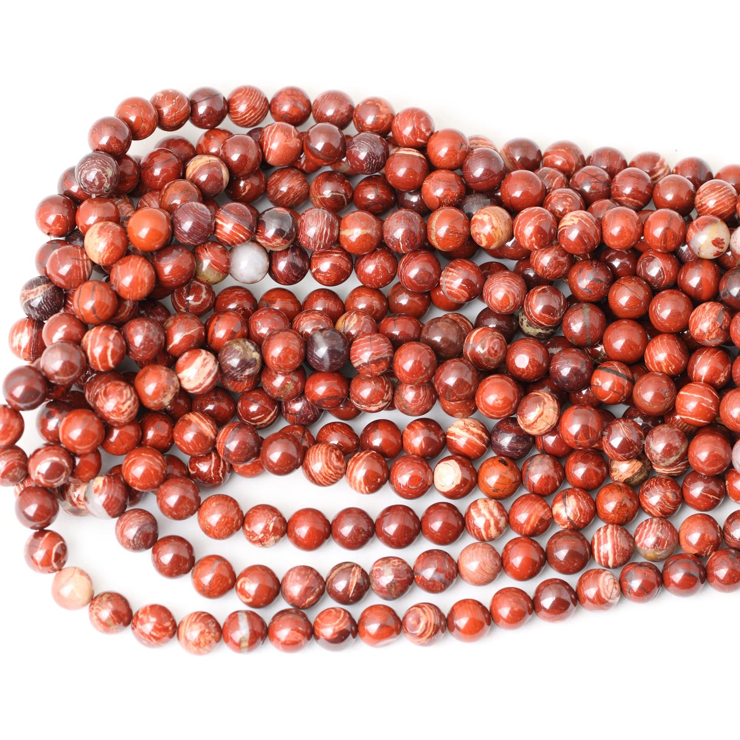 CHEAVIAN 45PCS 8mm Natural Red Snake Skin Jasper Round Loose Beads for Jewelry Making DIY Gifts Arts Crafts Materials 1 Strand 15"