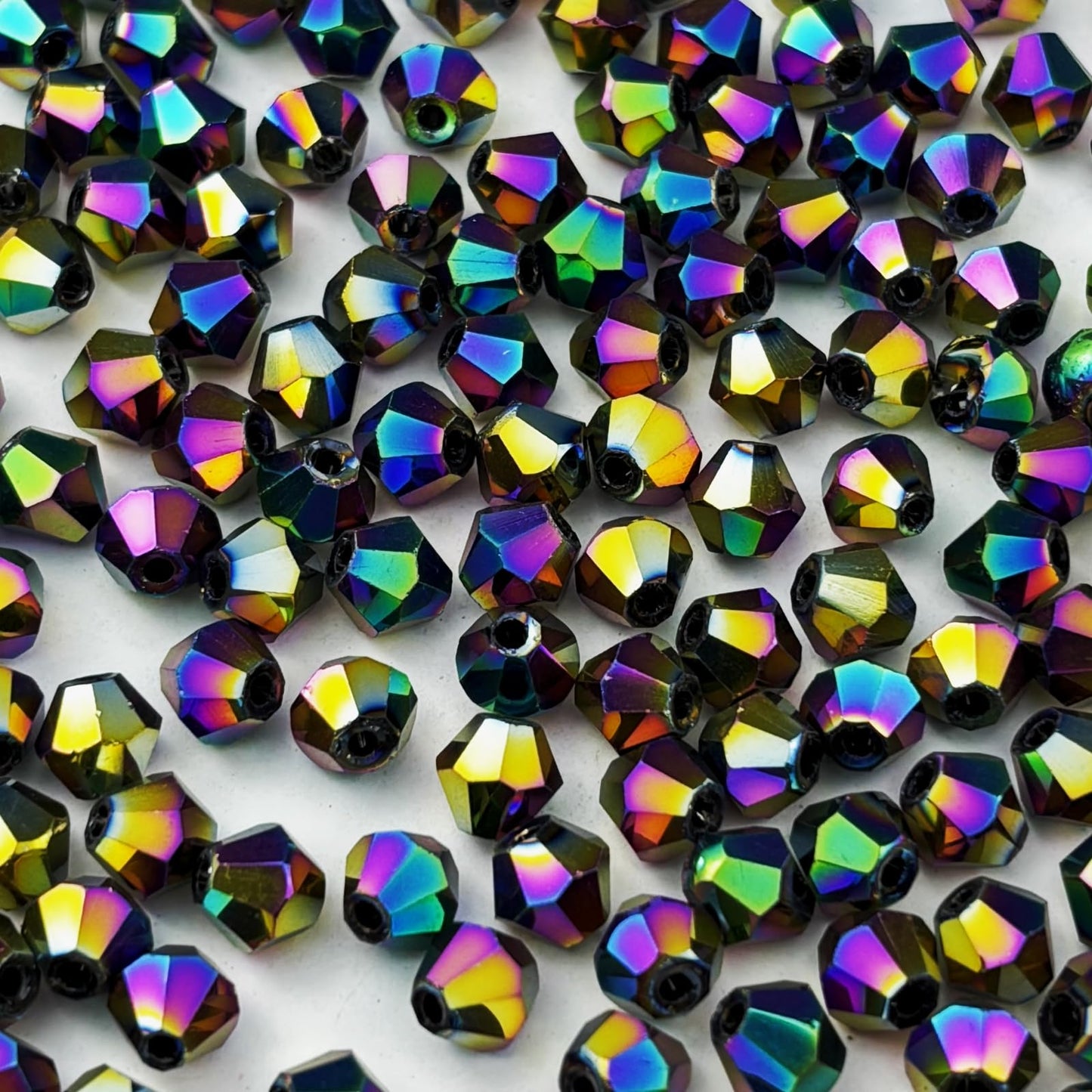 YUEXIGO 500pcs 3mm Bicone Glass Crystal Beads for Jewelry Making, Faceted Bicone Glass Spacer Beads for Bracelet Earring Necklace DIY Craft(Rainbow)