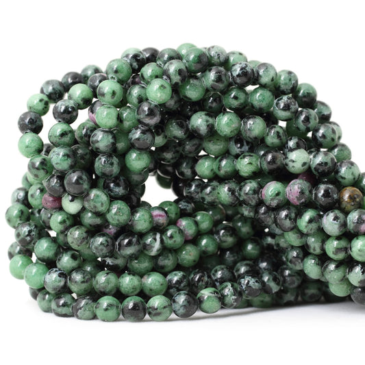CHEAVIAN 60PCS 6mm Natural Ruby Zoisite Jasper Gemstone Round Loose Beads for Jewelry Making 1 Strand 15"