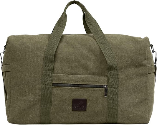 Canvas Duffle Bag ??Multipurpose Bag for Travel, Gym, Weekender, Carry On & More ??Durable, Spacious, Unisex Overnight Bag for Men & Women ??Perfect for Sports, and Everyday Use (Green)
