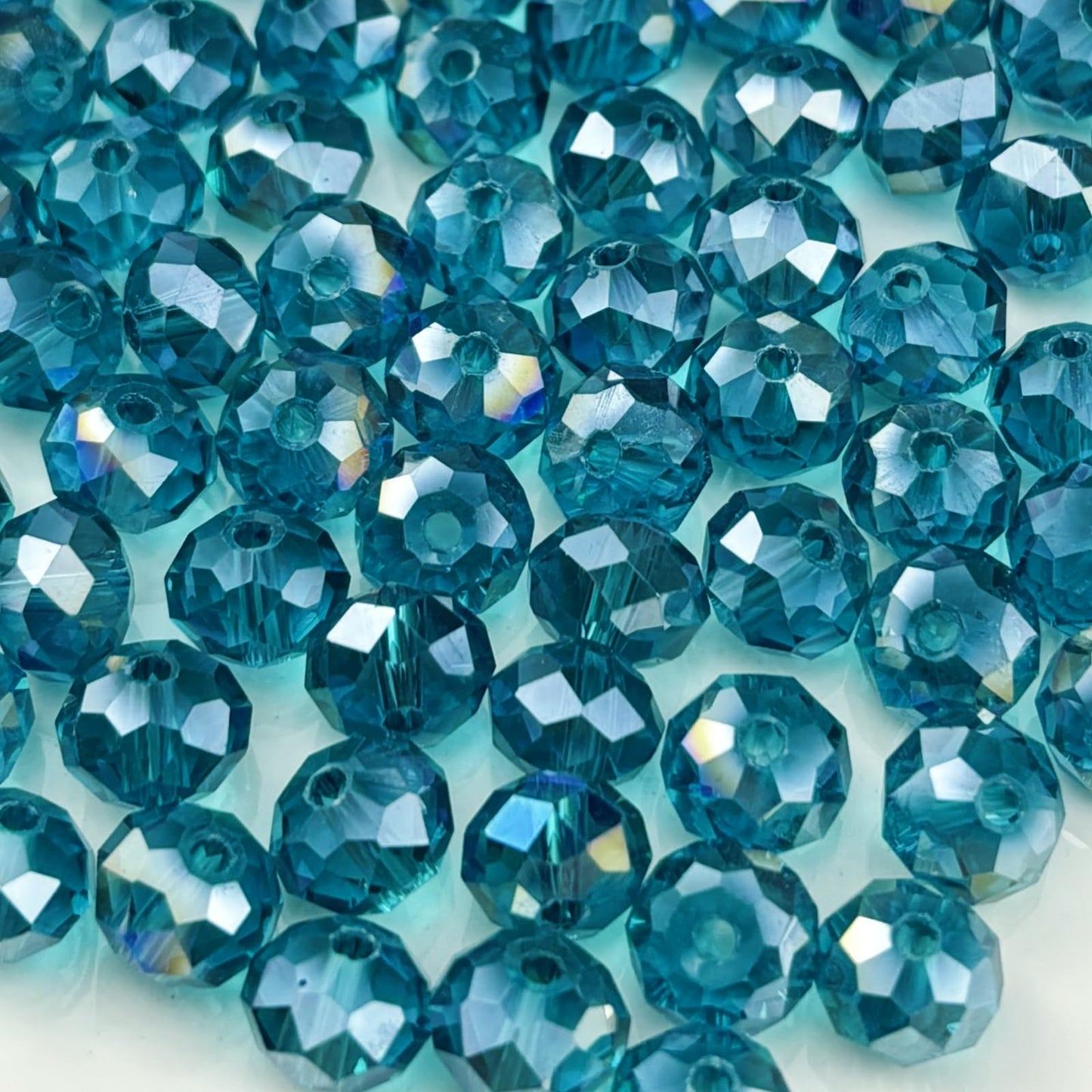 YHYPOCI 200pcs 6mm Crystal Glass Beads for Crafts Faceted Rondelle Glass Beads for Jewelry Making Crystal Spacer Beads for Necklaces Bracelets Earrings DIY Craft(Peacock Blue AB)